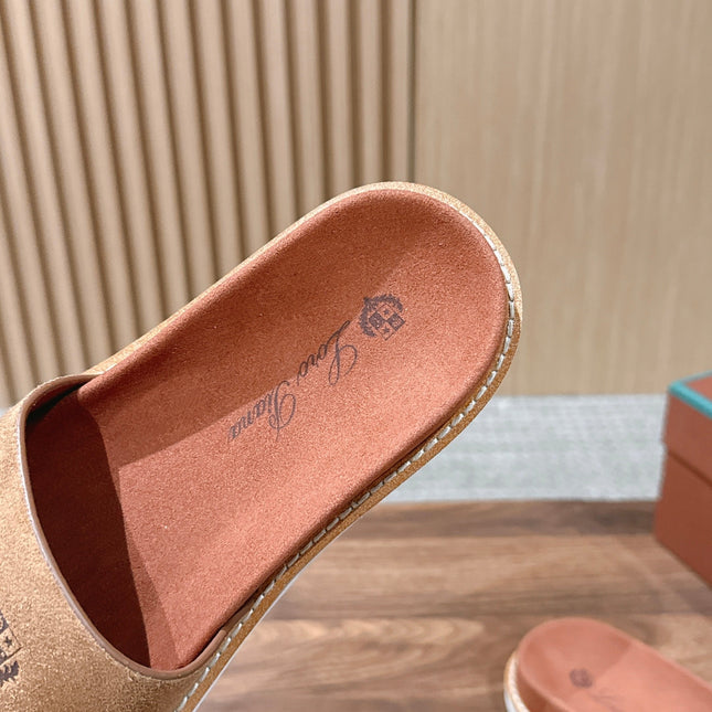 LP 26S SLIDES SANDAL IN BROWN SUEDE WITH LOGO