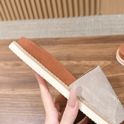 LP 26S SLIDES SANDAL IN LIGHT GREY SUEDE WITH LOGO