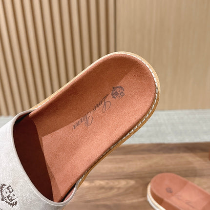LP 26S SLIDES SANDAL IN LIGHT GREY SUEDE WITH LOGO