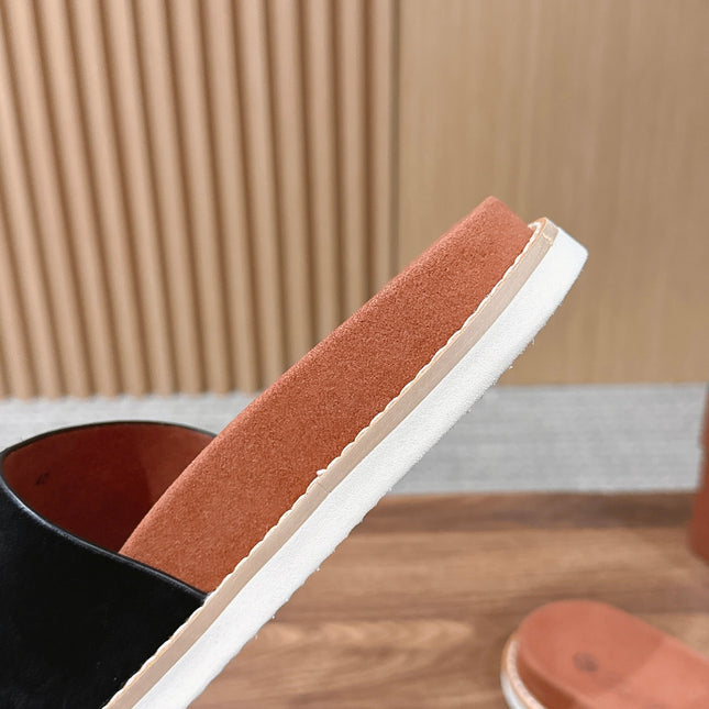 LP 26S SLIDES SANDAL IN BLACK SUEDE WITH LOGO