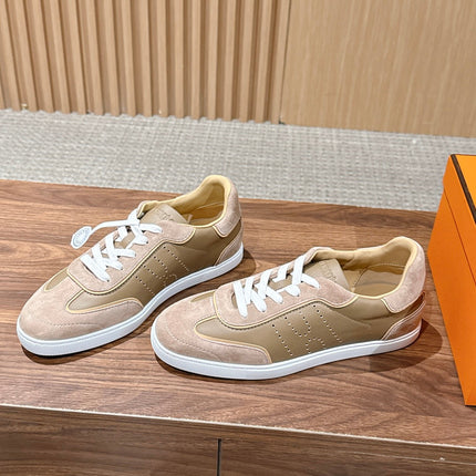 HM 26S GET SNEAKERS IN SAND BEIGE CALFSKIN MIX SUEDE STYLE 2