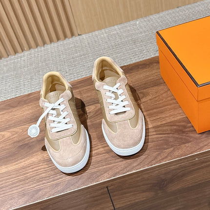 HM 26S GET SNEAKERS IN SAND BEIGE CALFSKIN MIX SUEDE STYLE 2