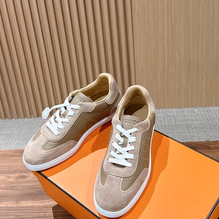 HM 26S GET SNEAKERS IN SAND BEIGE CALFSKIN MIX SUEDE STYLE 2
