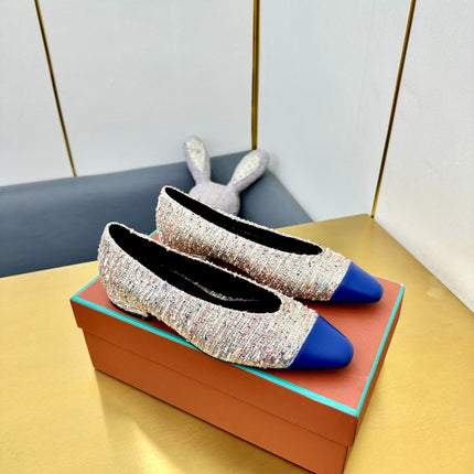 BALLET IN MULTICOLOR TWEED MIX BLUE LAMBSKIN