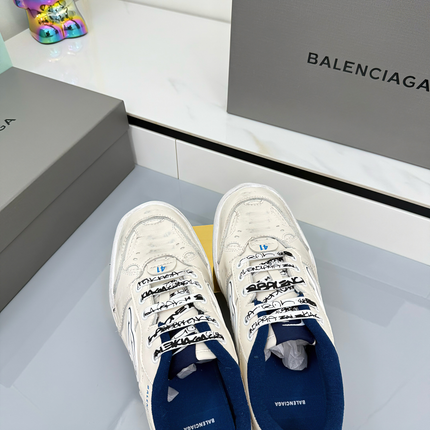 BALENCIAGA 25S SNEAKERS IN WHITE MIX DARK BLUE LEATHER