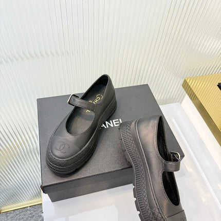 CHANEL 26S PLATFORM MARY JANE SHOES IN BLACK LAMBSKIN