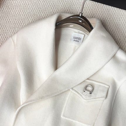 HERMES 25S LAPEL-COLLAR CASHMERE COAT 209