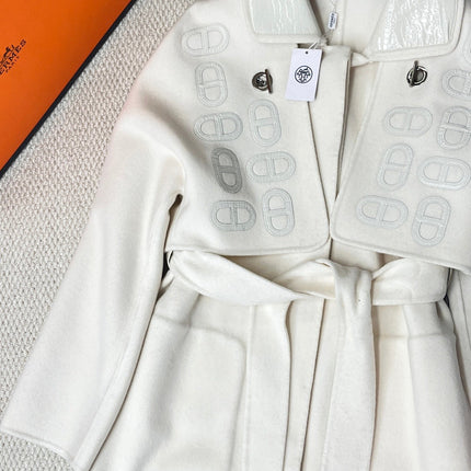 HERMES 25S LONG CASHMERE PIG-NOSE COAT 206