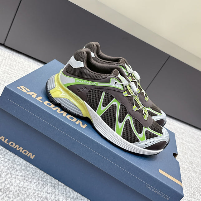 ALO 25S SALOMON XT WHISPER 40 MM IN BLACK AND GREEN MESH FABRIC