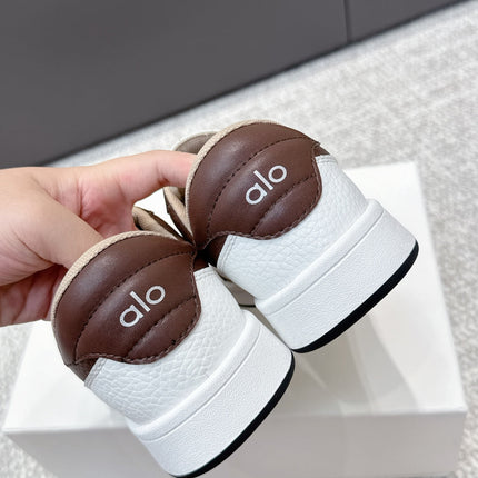 ALO 25S SNEAKER IN DARK BROWN AND WHITE LAMBSKIN