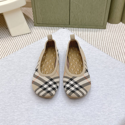 BURBERRY 26S BALLET FLATS IN BEIGE AND BLACK KNIT STYLE 1