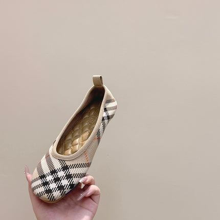BURBERRY 26S BALLET FLATS IN BEIGE AND BLACK KNIT STYLE 1