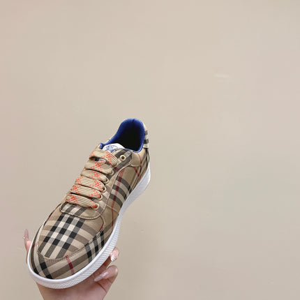 BURBERRY 26S PLAID TERRACE SNEAKERS IN LIGHT BROWN CANVAS STYLE 13