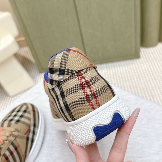 BURBERRY 26S PLAID TERRACE SNEAKERS IN LIGHT BROWN CANVAS STYLE 13