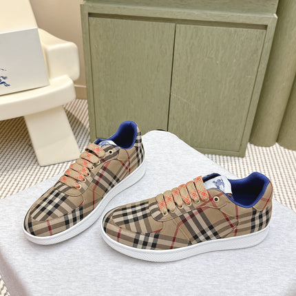 BURBERRY 26S PLAID TERRACE SNEAKERS IN LIGHT BROWN CANVAS STYLE 13