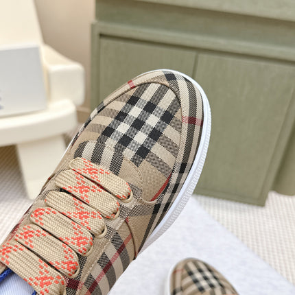 BURBERRY 26S PLAID TERRACE SNEAKERS IN LIGHT BROWN CANVAS STYLE 13