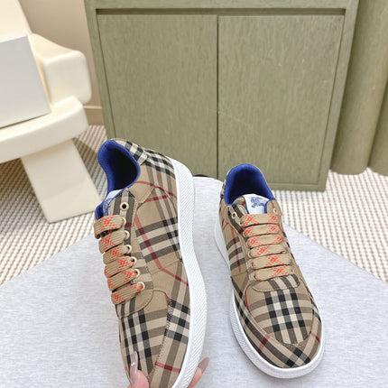 BURBERRY 26S PLAID TERRACE SNEAKERS IN LIGHT BROWN CANVAS STYLE 13