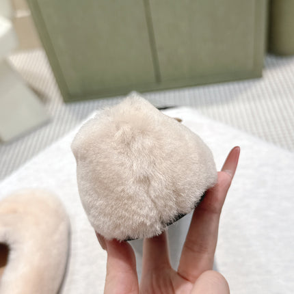PRADA 25S MARY JANE BALLET FLATS IN LIGHT BEIGE FUR