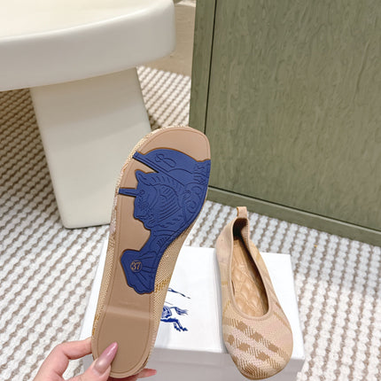 BURBERRY 26S BALLET FLATS IN BEIGE KNIT