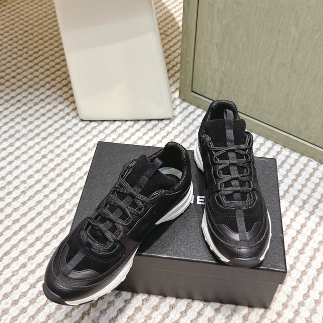 CHANEL 25S LUXURY SNEAKERS IN BLACK CALFSKIN AND SUEDE