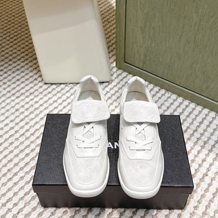CHANEL 25S SNEAKERS 35MM IN GREIGE SUEDE WITH VELCRO STRAPS