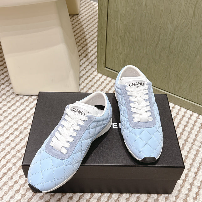 CHANEL 25S SNEAKERS IN LIGHT BLUE CALFSKIN AND SUEDE