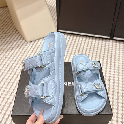 CHANEL 26S SANDALS IN LIGHT BLUE CALFSKIN