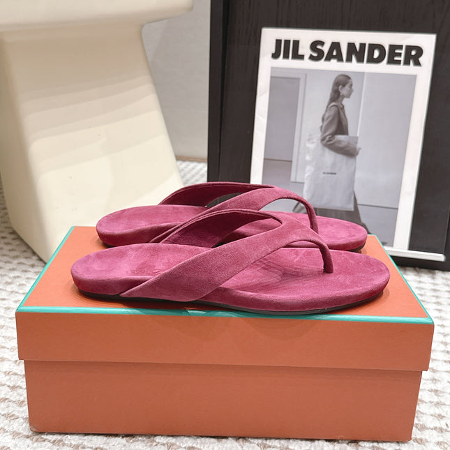LP 26S THONG SANDALS IN DARK PINK SUEDE