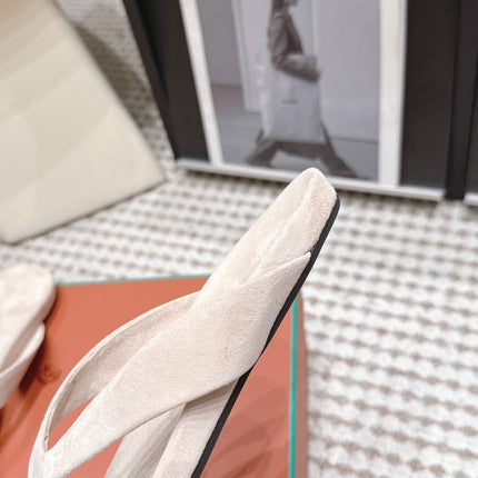 LP 26S THONG SANDALS IN LIGHT BEIGE SUEDE