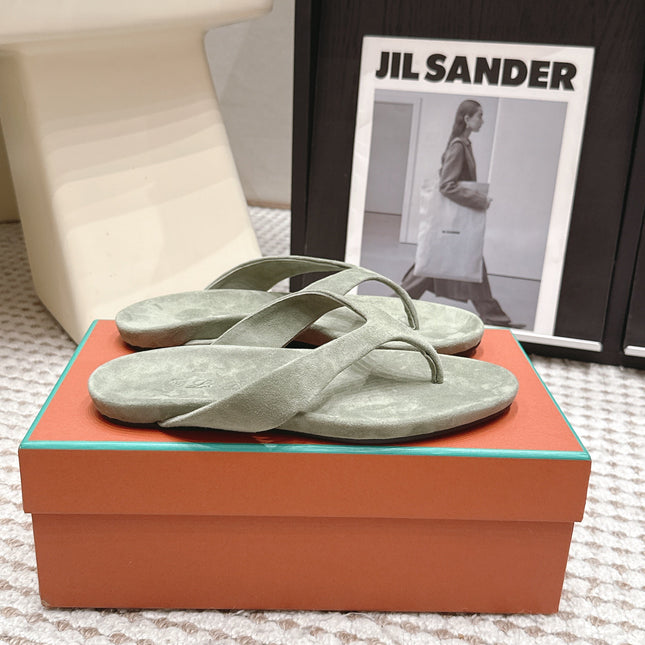 LP 26S THONG SANDALS IN SAGE GREEN SUEDE