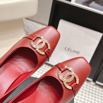 CHANEL 26S HIGH HEELS 95 MM IN RED CALFSKIN WITH GOLD-TONE CC LOGO