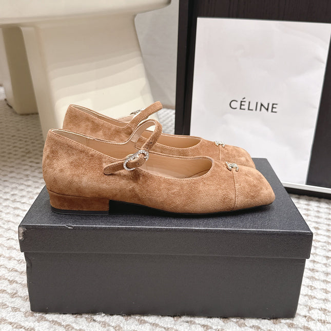 CHANEL 26S SQUARE TOE MARY JANE FLATS IN BROWN SUEDE