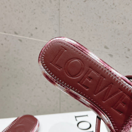 LOEWE 26S BRAIDED CAGE SLIDE SANDALS IN DARK BROWN CALFSKIN