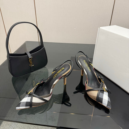 BURBERRY 26S SLINGBACK HEELS 85 MM IN STRIPED COLOR COORDINATION FABRIC STYLE 10