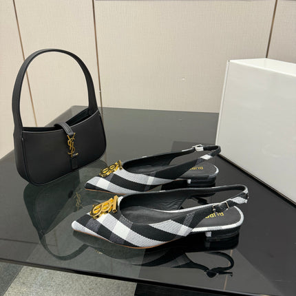 BURBERRY 26S SLINGBACK IN STRIPED COLOR COORDINATION FABRIC STYLE 8