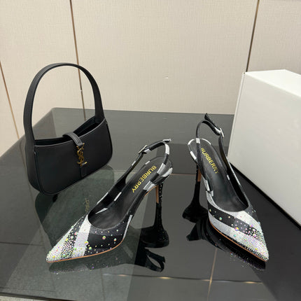 BURBERRY 26S SLINGBACK HEELS 85 MM IN STRIPED COLOR COORDINATION FABRIC STYLE 4
