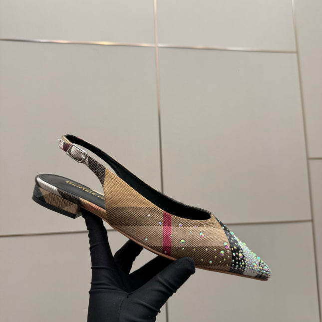 BURBERRY 26S SLINGBACK IN STRIPED COLOR COORDINATION FABRIC
