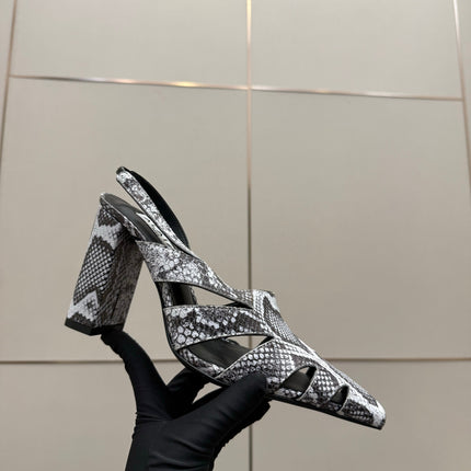 ALAIA 26S HEELED SLINGBACKS IN PYTHON-EMBOSSED LEATHER