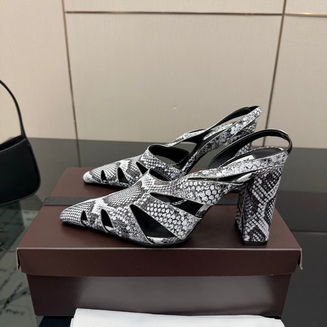 ALAIA 26S HEELED SLINGBACKS IN PYTHON-EMBOSSED LEATHER