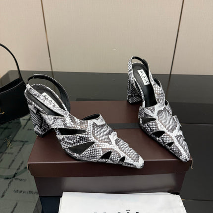 ALAIA 26S HEELED SLINGBACKS IN PYTHON-EMBOSSED LEATHER