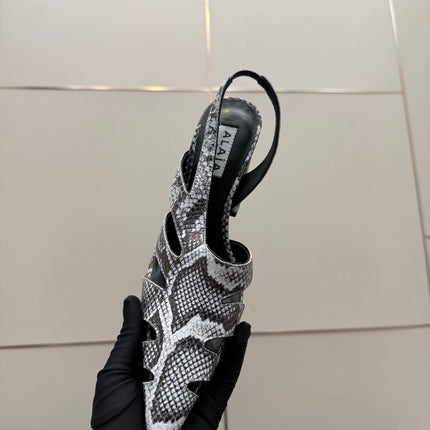 ALAIA 26S HEELED SLINGBACKS IN PYTHON-EMBOSSED LEATHER