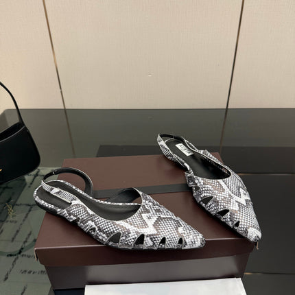 ALAIA 26S CUT-OUT SLINGBACK FLATS IN PYTHON-EMBOSSED LEATHER