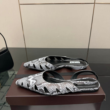 ALAIA 26S CUT-OUT SLINGBACK FLATS IN PYTHON-EMBOSSED LEATHER
