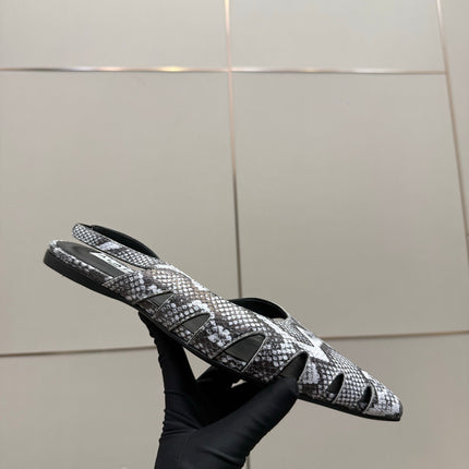 ALAIA 26S CUT-OUT SLINGBACK FLATS IN PYTHON-EMBOSSED LEATHER