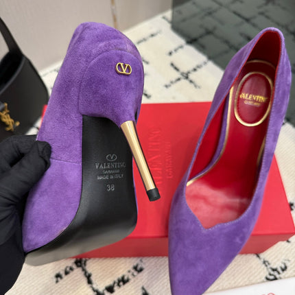 VALENTINO 26S HIGH HEELS 100 MM IN PURPLE SUEDE