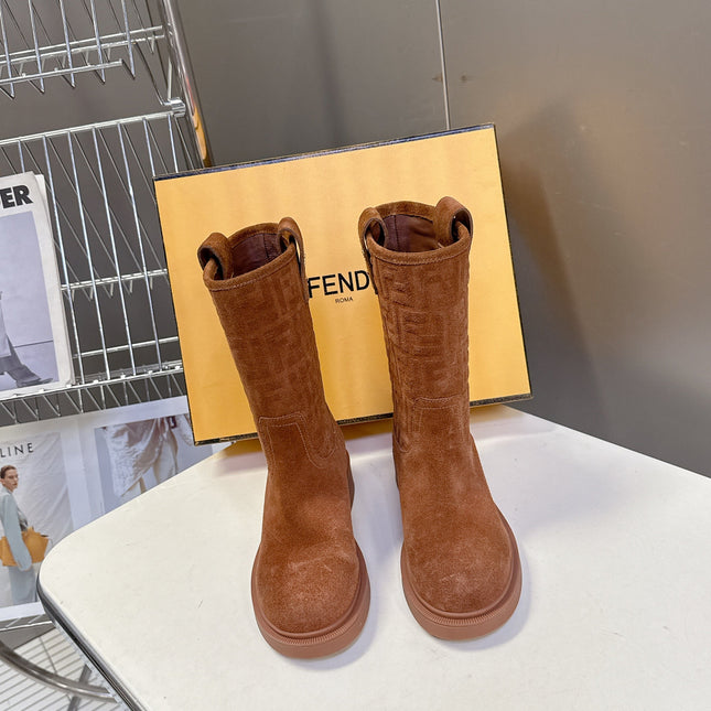 FENDI 25S BOOTS IN BROWN SUEDE