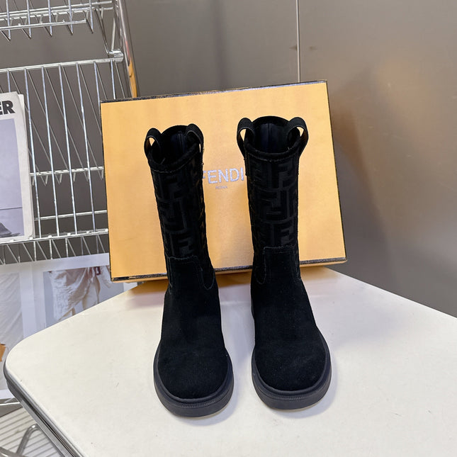 FENDI 25S BOOTS IN BLACK SUEDE