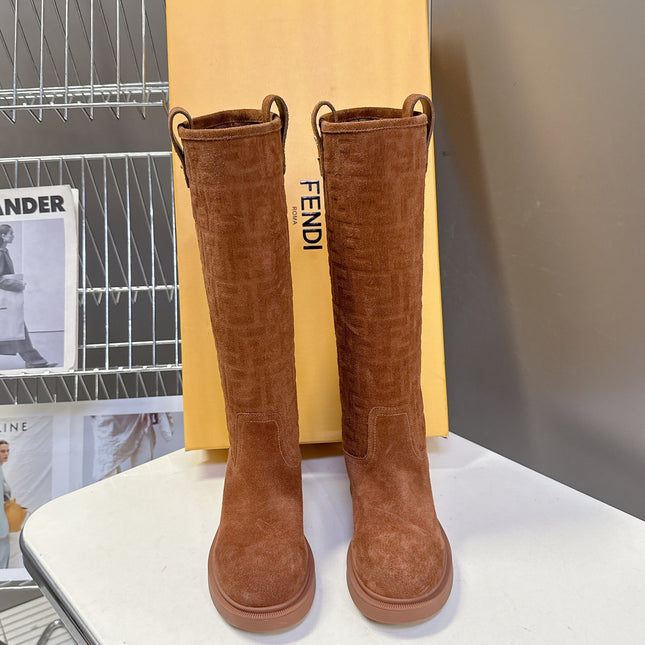 FENDI 25S HIGH-CUT BOOTS IN BROWN SUEDE