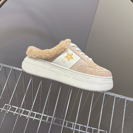 DIOR 25S DIOR STAR SNEAKERS 40 MM IN NUDE PINK SUEDE AND WOOL