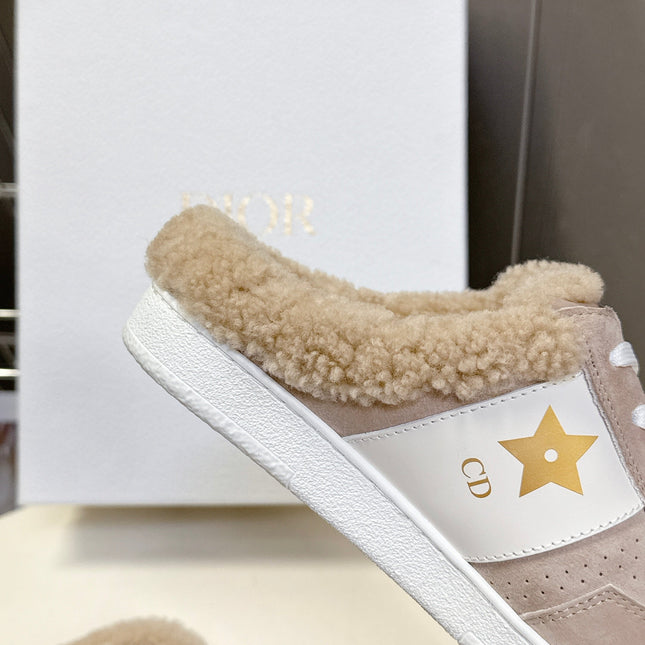 DIOR 25S DIOR STAR SNEAKERS IN NUDE PINK SUEDE AND WOOL